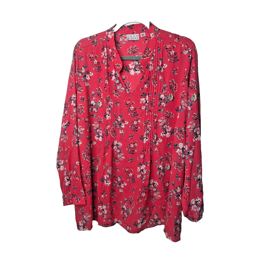 Joan Rivers Womens Floral Long Sleeve Top Blouse Size 22W